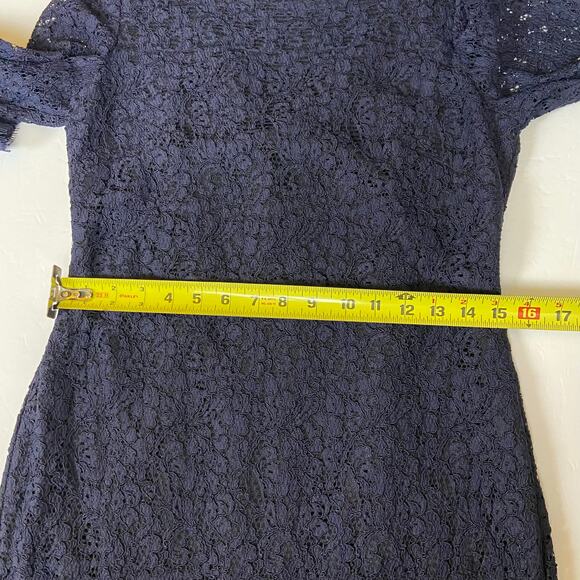 Adrianna Papell Evening Dress Navy Blue Lace Overlay Cocktail Party Size 8 - Picture 11 of 15